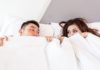 Bed, Sleeping, Couple, Covered, Cover, White, Two